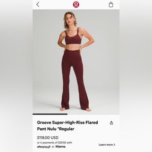 Lululemon Size 4 Groove Flare Pants Red Merlot Like New